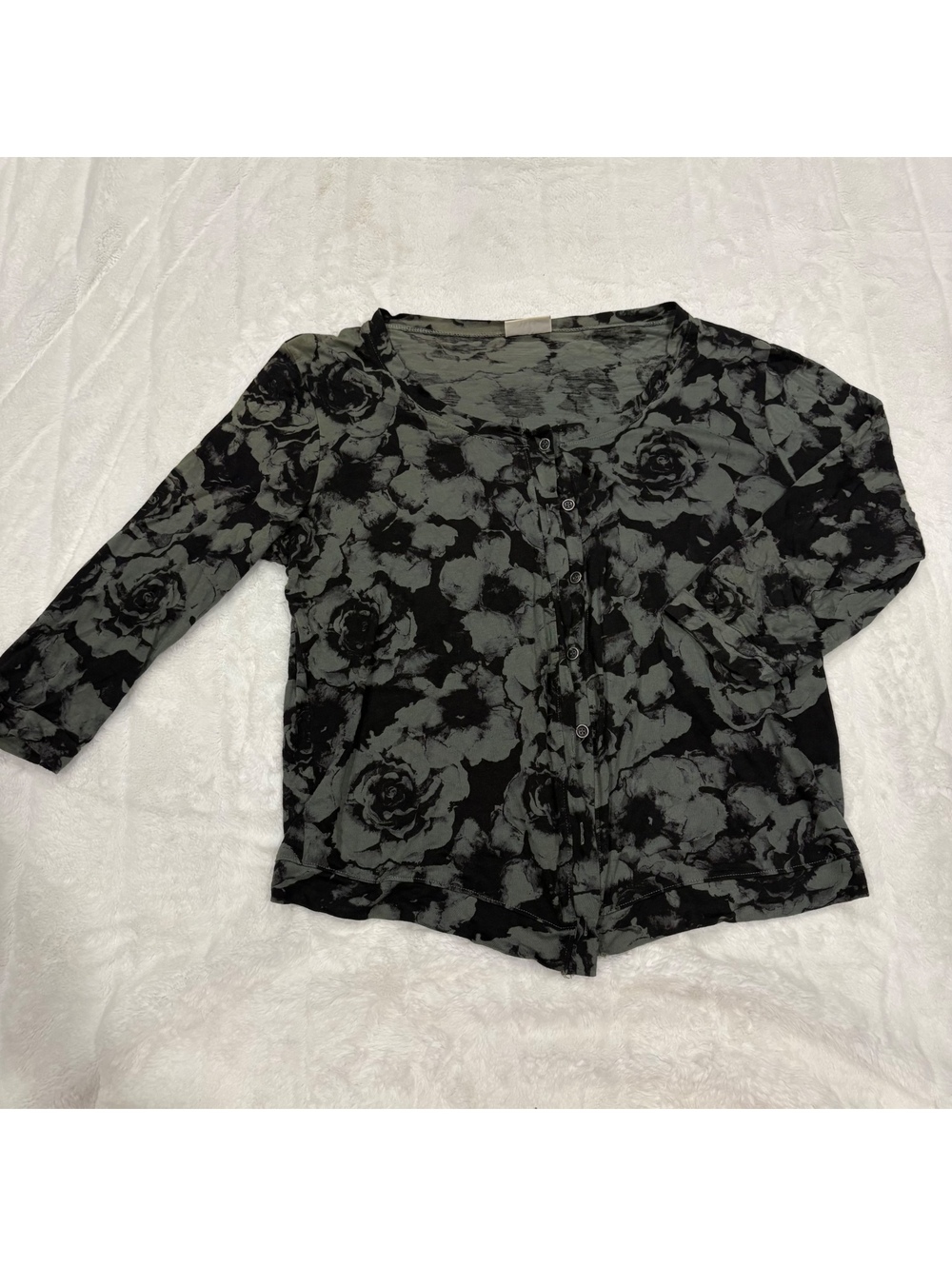 Feather Clothing Floral Print Button-Up Cardigan Women Size 2 Bamboo Cotton